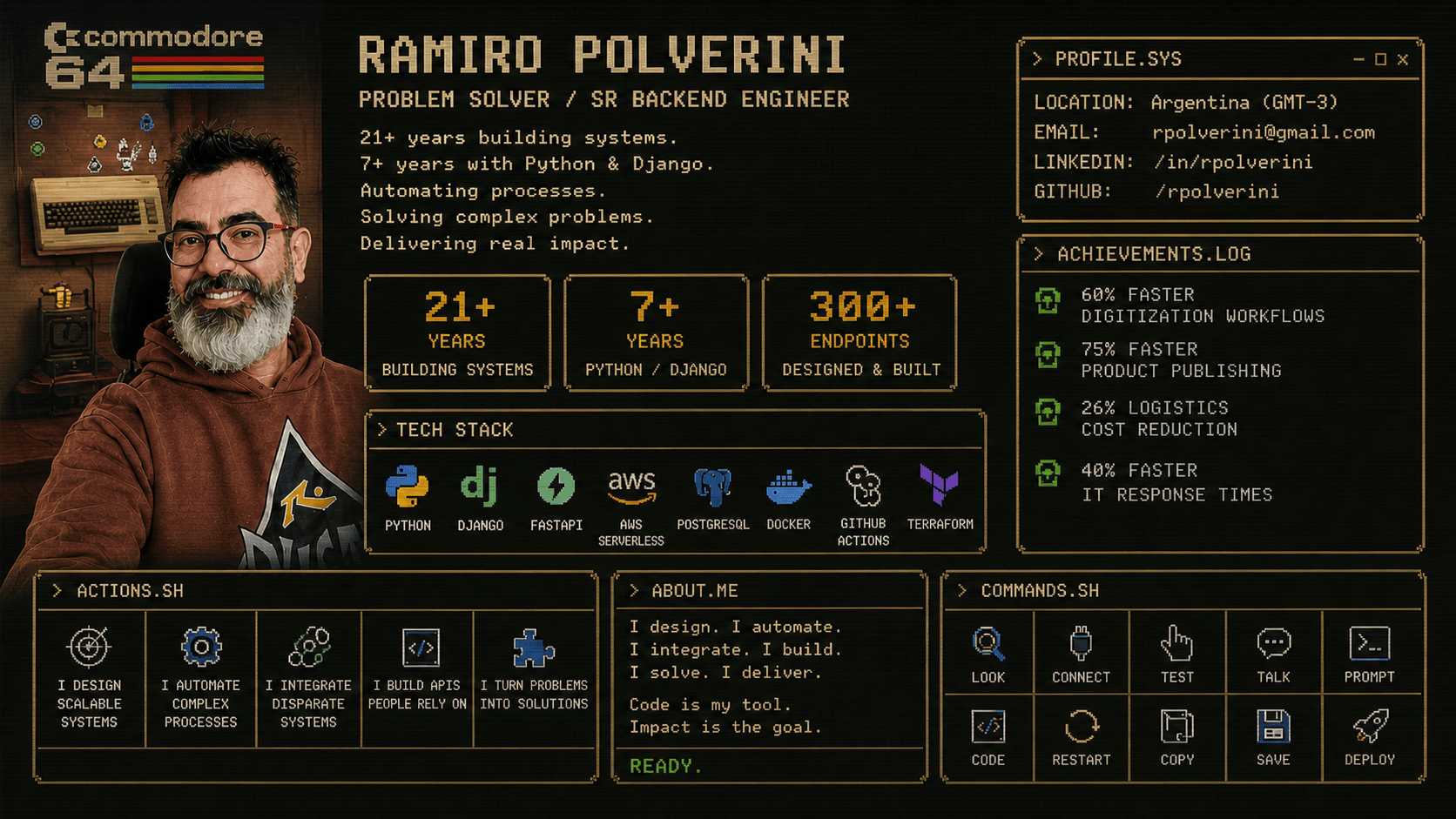 Graphic CV – Ramiro Polverini, SR Backend Engineer